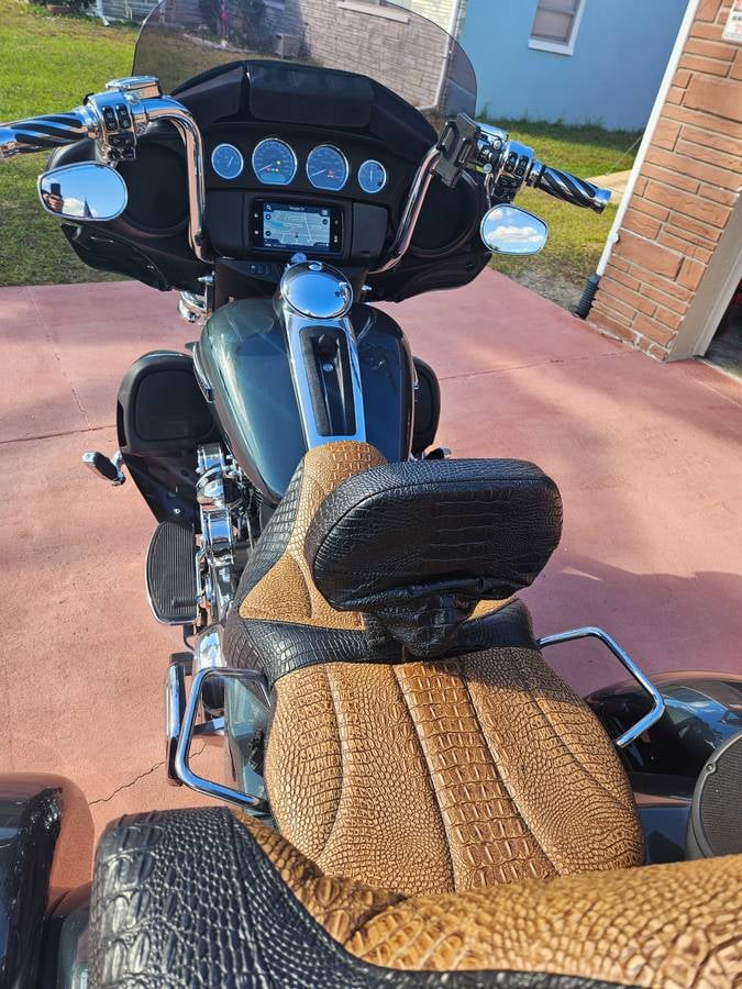 Custom two-tone memory foam alligator hyde look seat