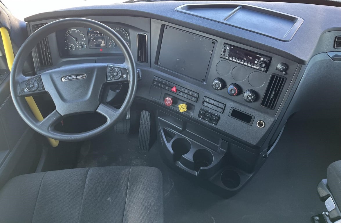 2023 Freightliner Cascadia 126 — dashboard and DT12 transmission controls