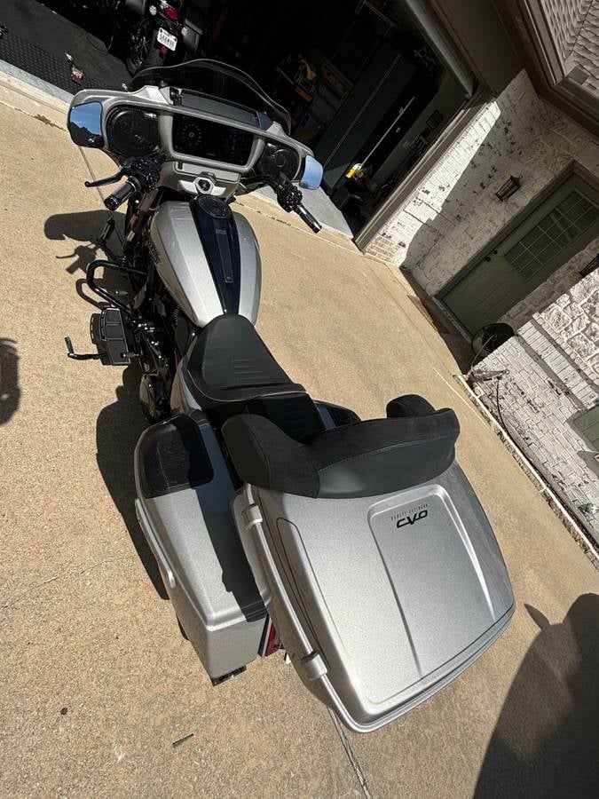 2023 Harley-Davidson Street Glide CVO in Dark Platinum — driveway view
