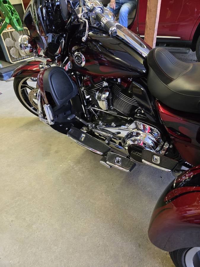 2022 Harley-Davidson CVO Tri Glide parked in the garage
