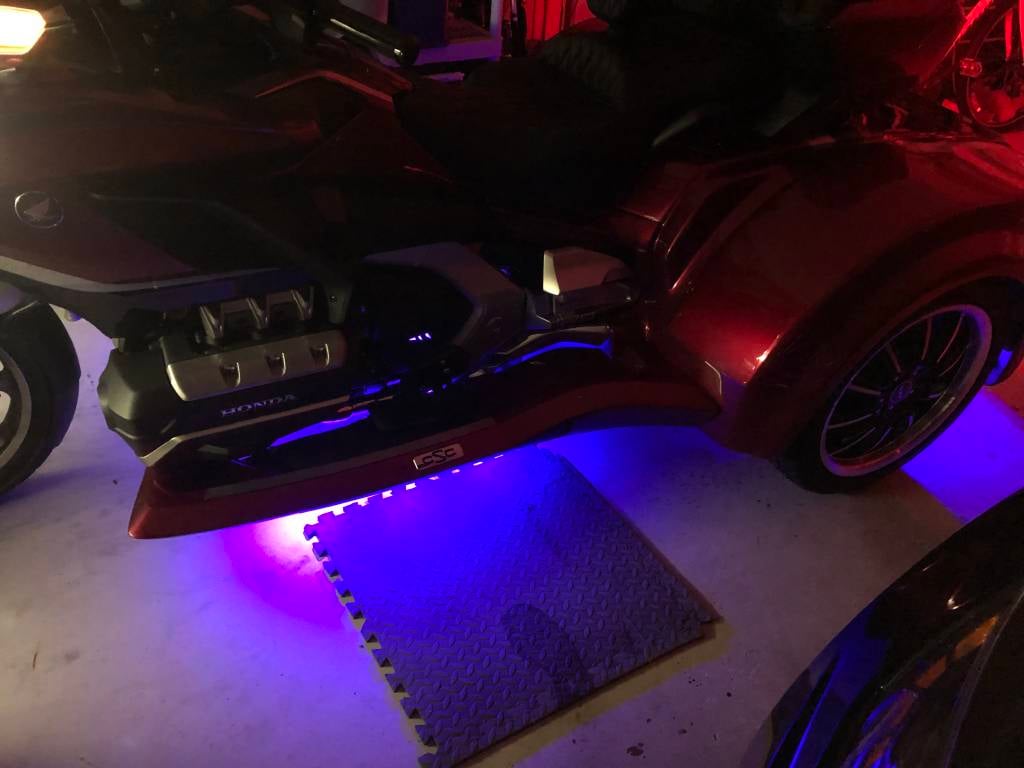 Added LED trike lights glowing blue