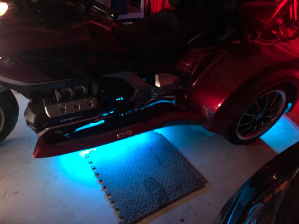 Underbody LED lighting on the Goldwing trike