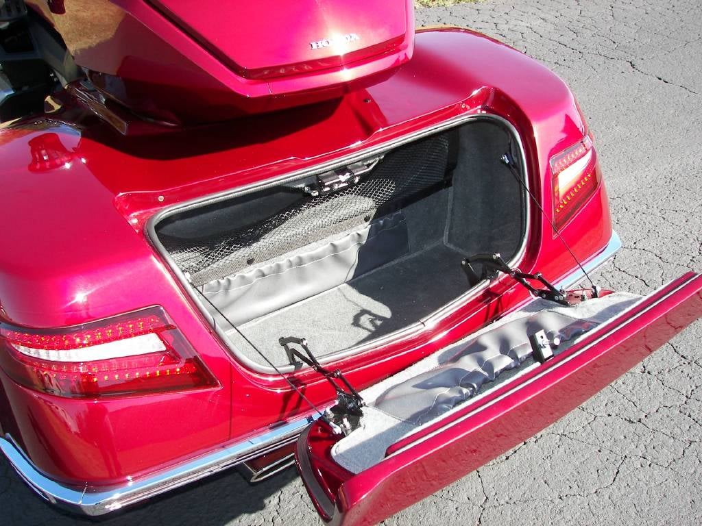 Trunk storage with dome light on the GoldWing trike