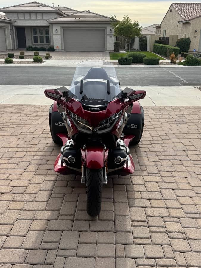 2020 Honda Goldwing DCT with CSC Encore trike kit in red — front three-quarter view