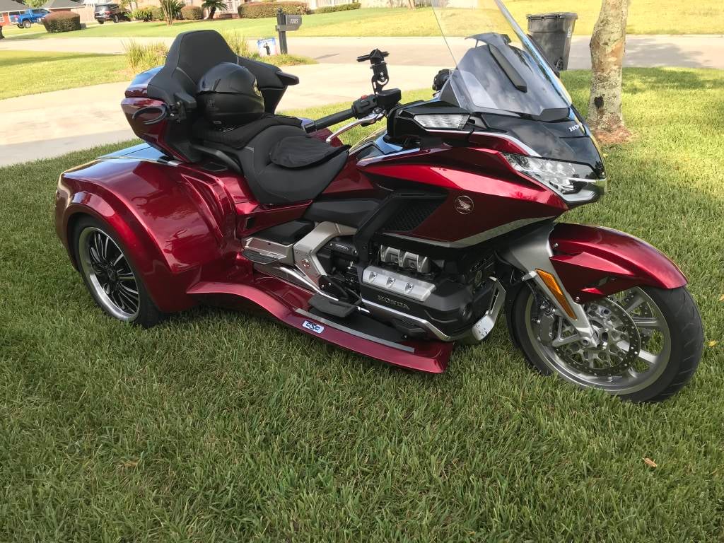 2021 Honda Goldwing CSC Trike in red — front three-quarter view