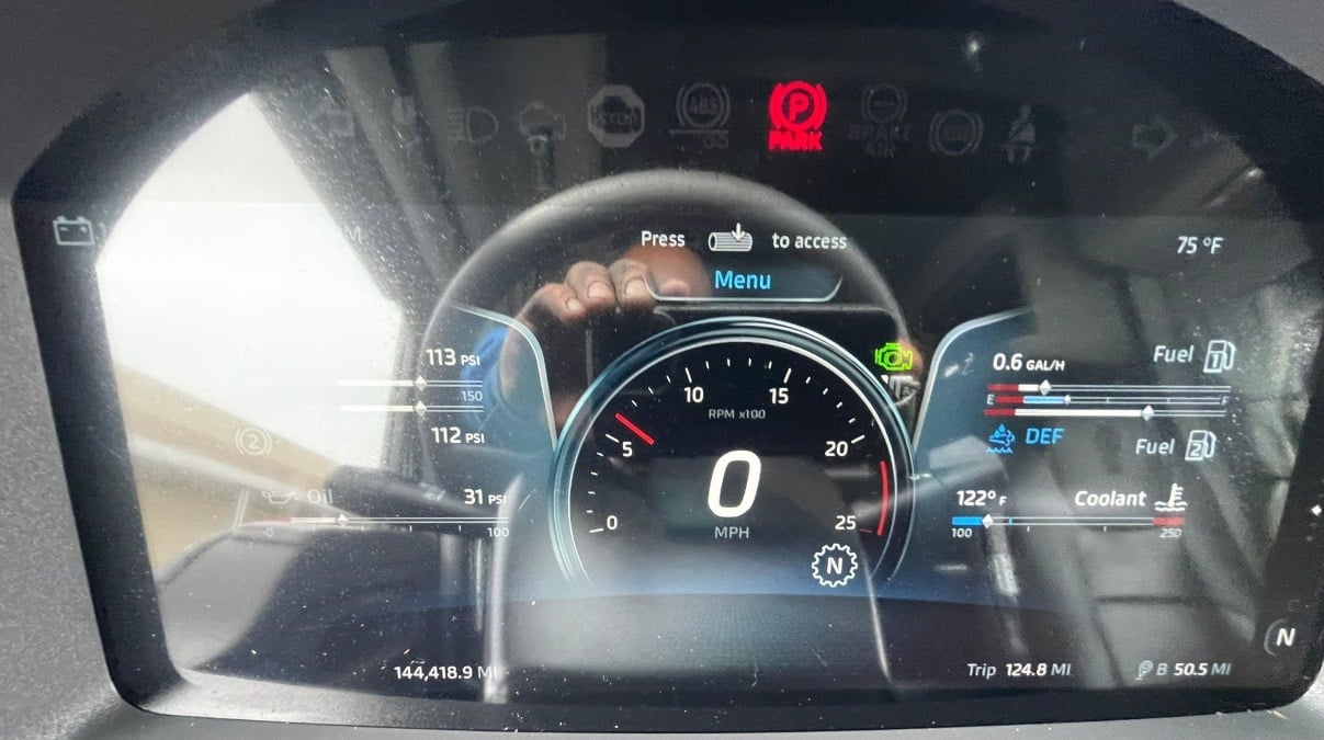 2023 Kenworth T680 — full gauge package dashboard